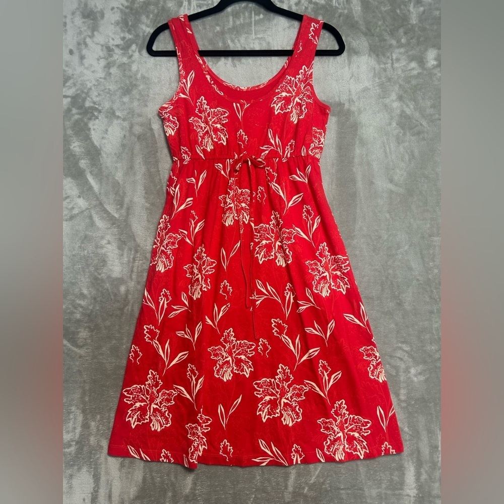 Natural Reflections Midi Sleeveless Dress Women’s Small Tropical Floral Red